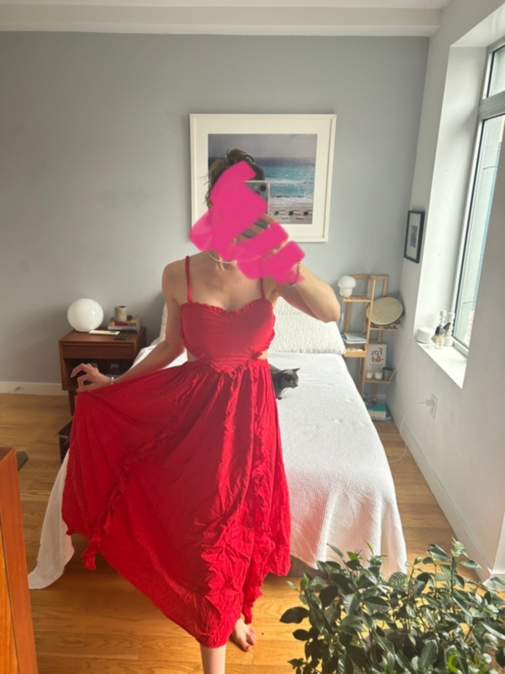 100% Cotton FARM Rio Scarlet Ruffle Cutout Maxi Dress - Picture 6 of 13